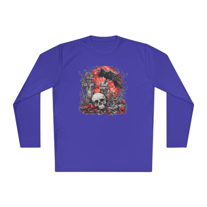 Halloween Graveyard w/Skull Adult Long Sleeve Tee