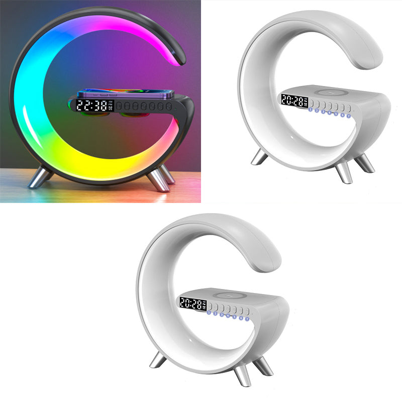 G Shaped LED Lamp Bluetooth Speaker Wireless Charger App Controlled