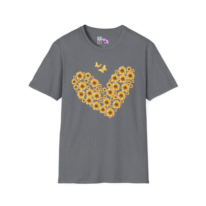 Sunflower Heart & Butterflies Adult T-shirt