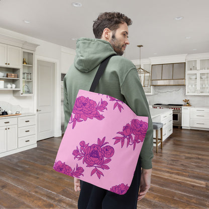Bubblegum Bloom Peonies Canvas Tote Bag