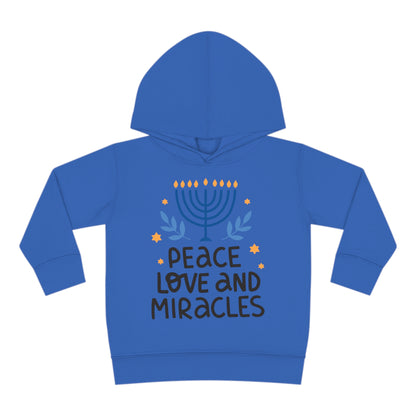 Hanukkah Peace Love & Miracles 1 Toddler Pullover Fleece Hoodie