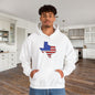 Texas-shaped American Flag Heavy Blend™ Hooded Sweatshirt