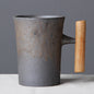 Unusual Ceramic Mug with Wooden Handle