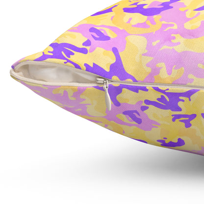 Peach Sorbet Camo Throw Pillow