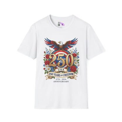 Bald Eagle & Flowers 250 Years of Freedom 1776-2026 Anniversary Adult T-shirt
