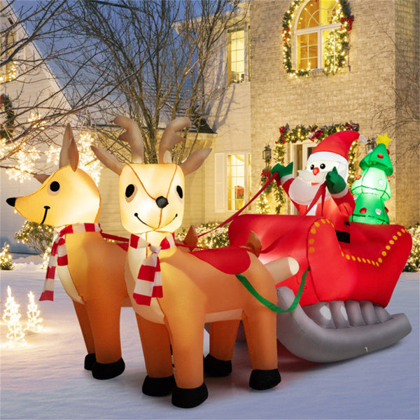Lighted Inflatable Santa Riding Sled – 7.2FT Christmas Yard Decor
