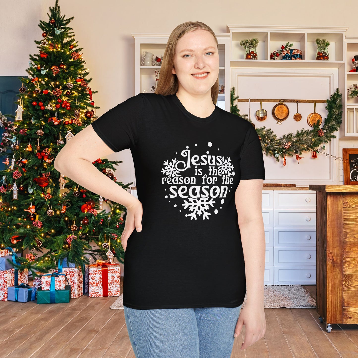 Jesus Is The Reason For The Season Snowflake Adult T-shirt