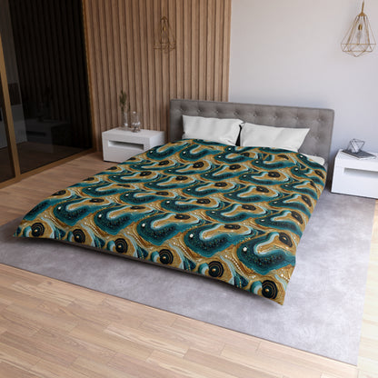 Gilded Ocean Veins Microfiber Duvet Cover