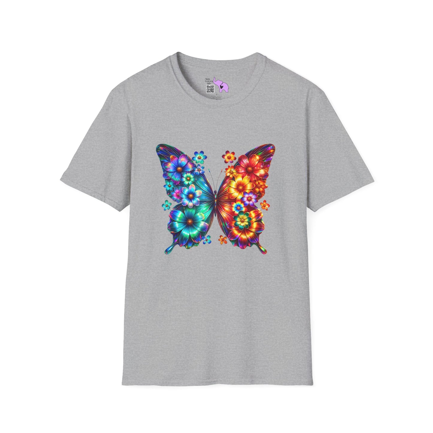Colorful Floral Butterfly Adult T-shirt