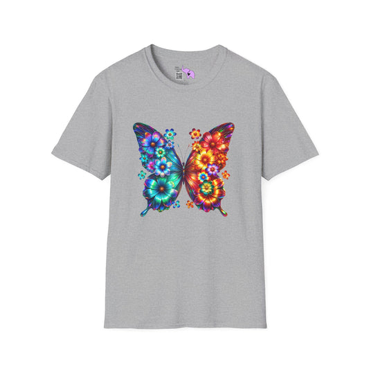 Colorful Floral Butterfly Adult T-shirt