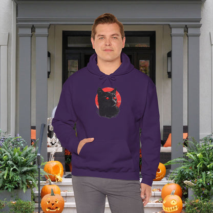Black Cat Over Moon 2 Heavy Blend™ Hooded Sweatshirt