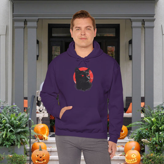 Black Cat Over Moon 2 Heavy Blend™ Hooded Sweatshirt