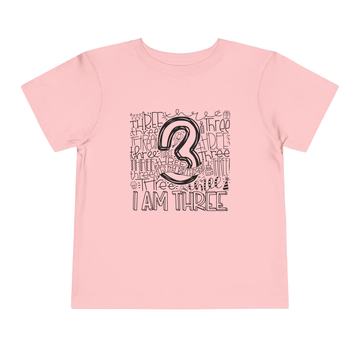 I Am Three Typography Toddler Tee