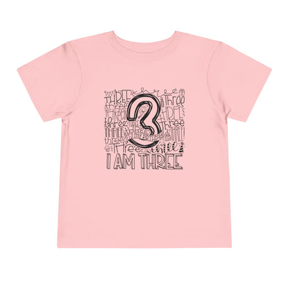 I Am Three Typography Toddler Tee