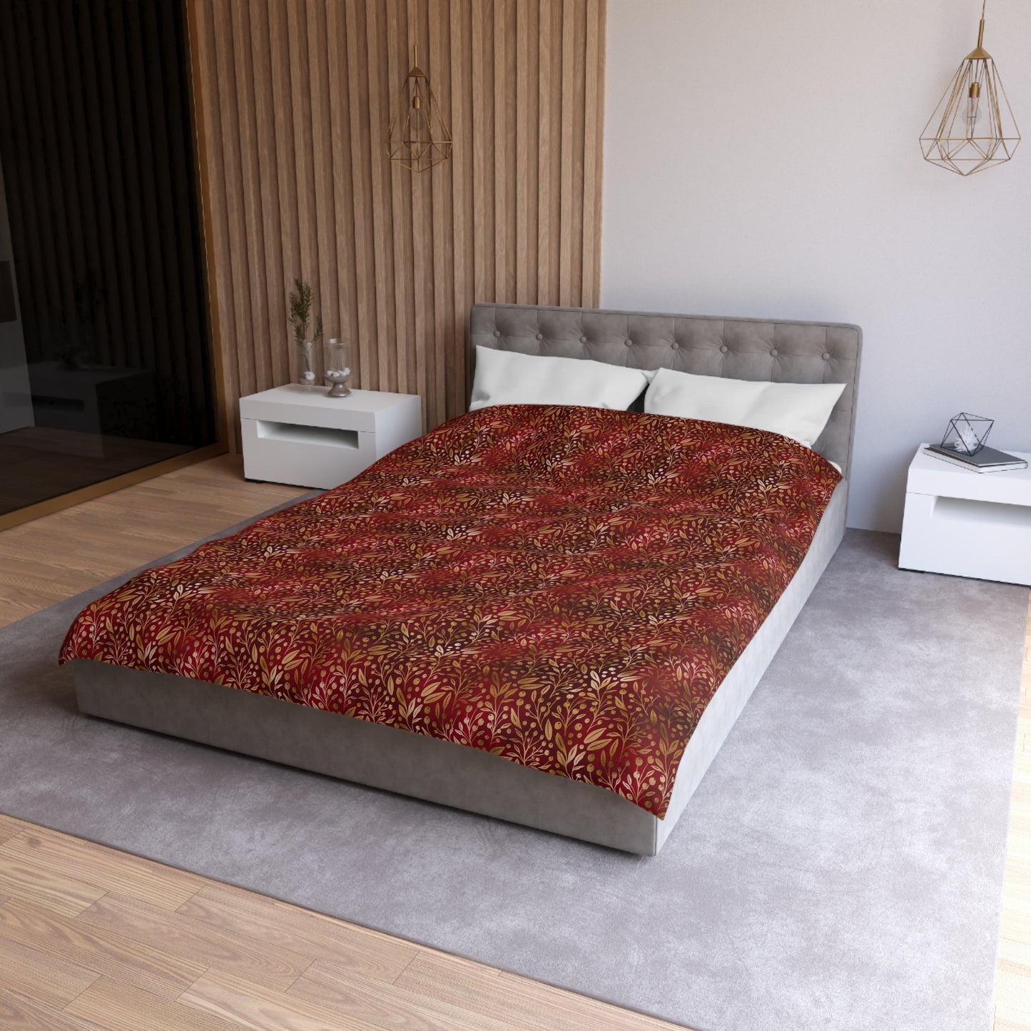 Royal Ember Blossoms Microfiber Duvet Cover