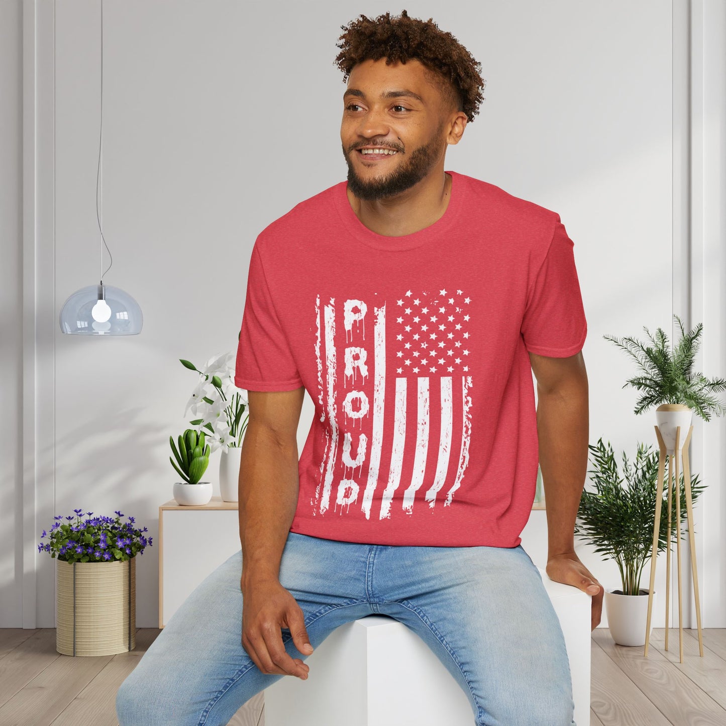 American Proud (Vertical Flag) Adult T-shirt