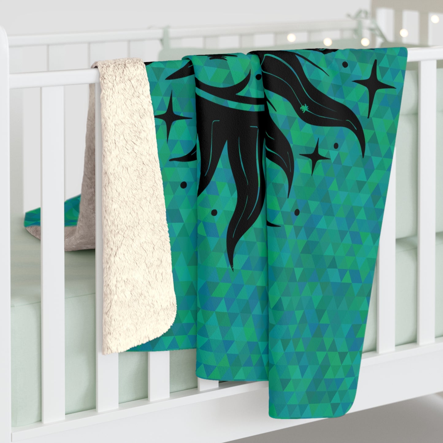 Sun & Moon on Teal Sherpa Fleece Blanket