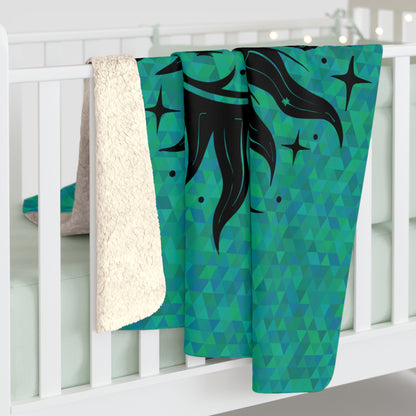 Sun & Moon on Teal Sherpa Fleece Blanket