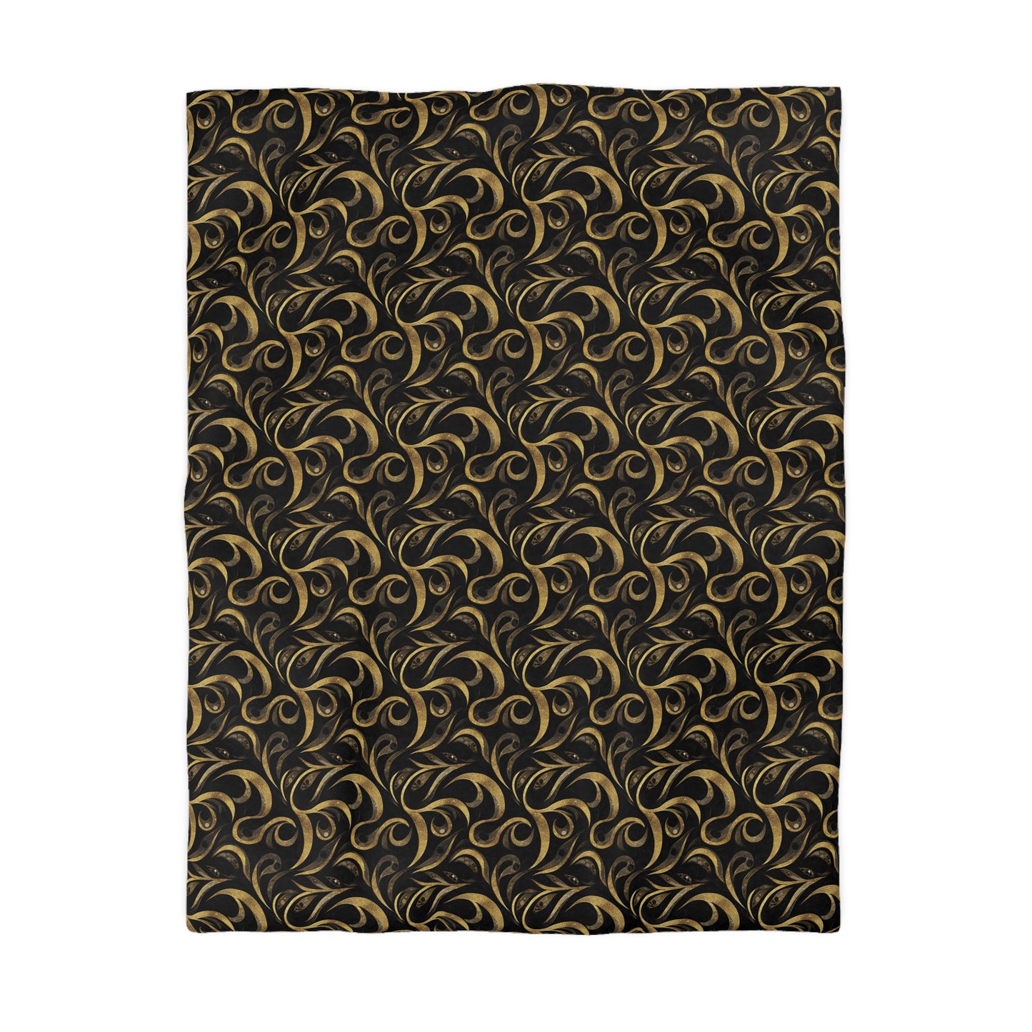 Golden Noir Swirl Microfiber Duvet Cover