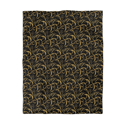 Golden Noir Swirl Microfiber Duvet Cover