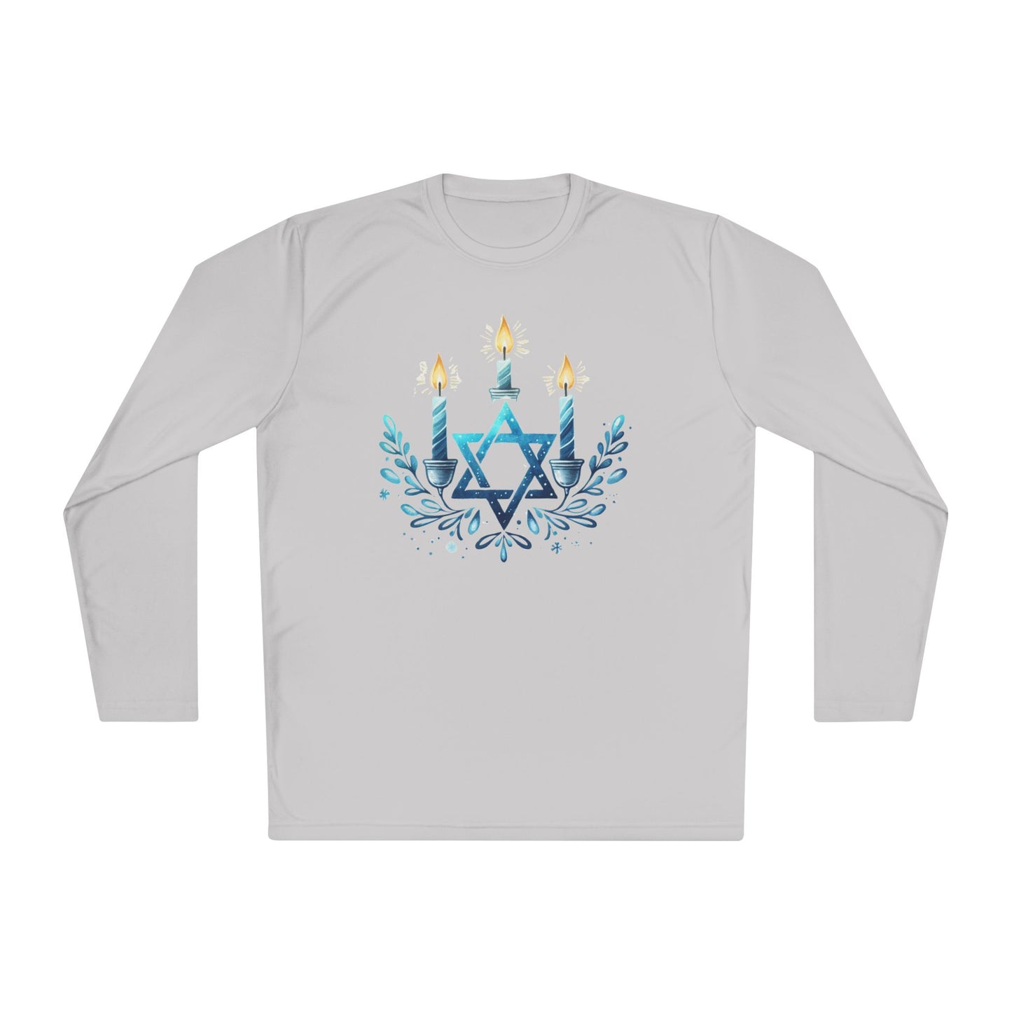 Star & Flame Hanukkah Adult Long Sleeve Tee