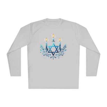 Star & Flame Hanukkah Adult Long Sleeve Tee