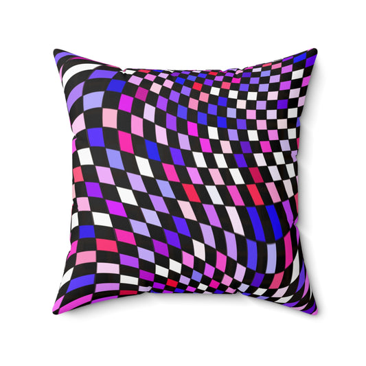 Warped Purple Checkered Throw Pillow