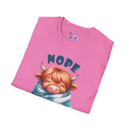 Nope Not Today Cute Cow Adult T-shirt