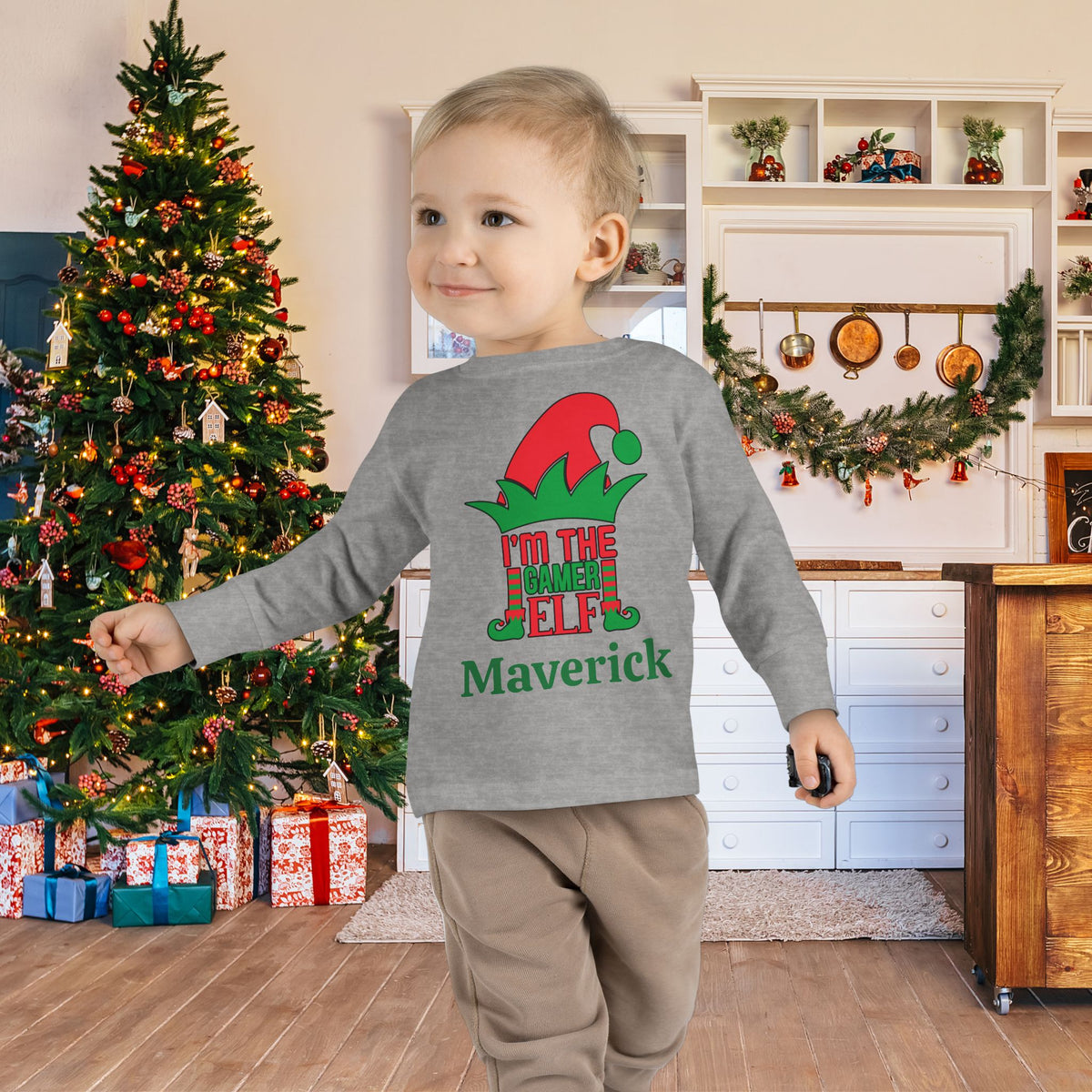 I'm The Gamer Elf Personalized Toddler Long Sleeve Tee