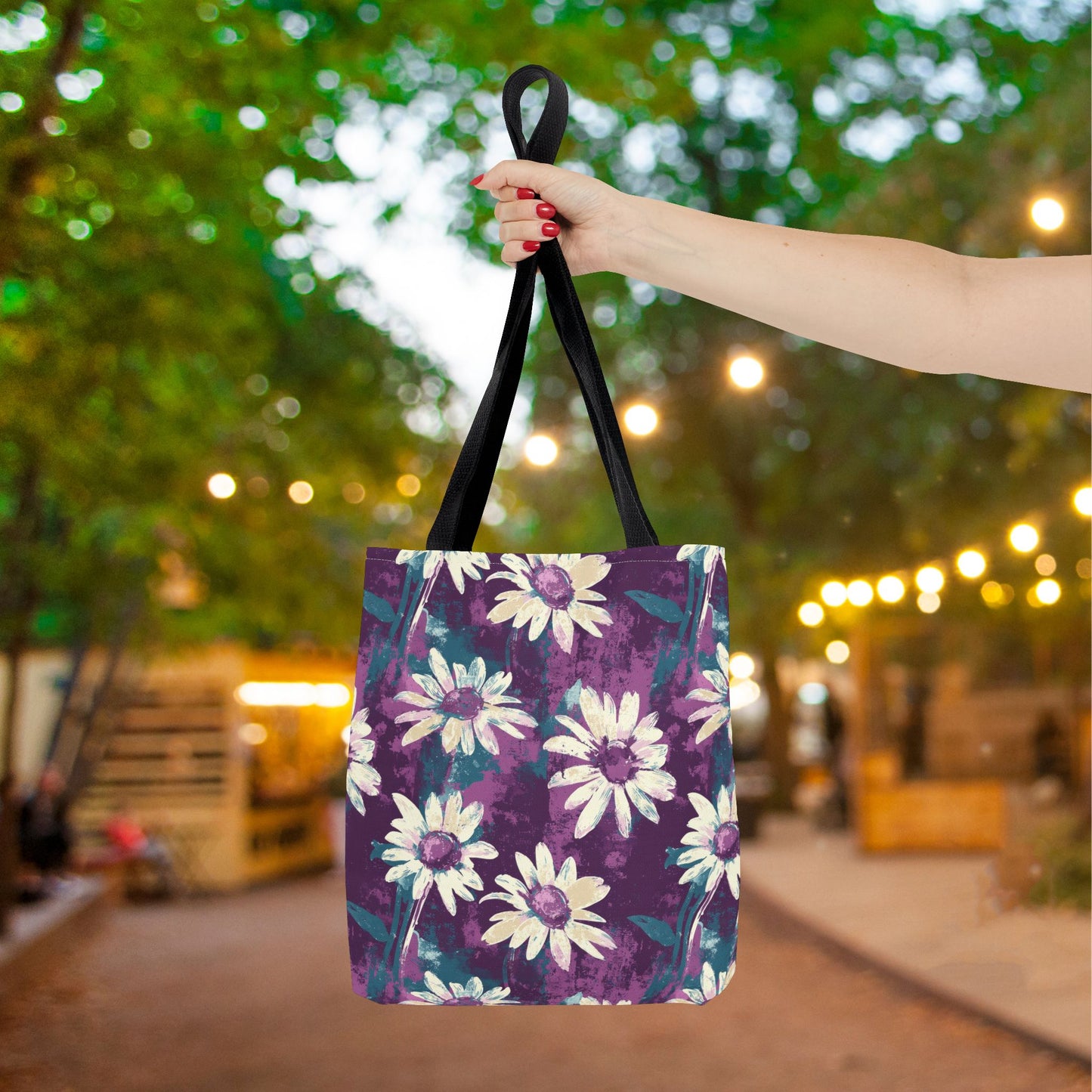 Twilight Daisy Meadow Canvas Tote Bag
