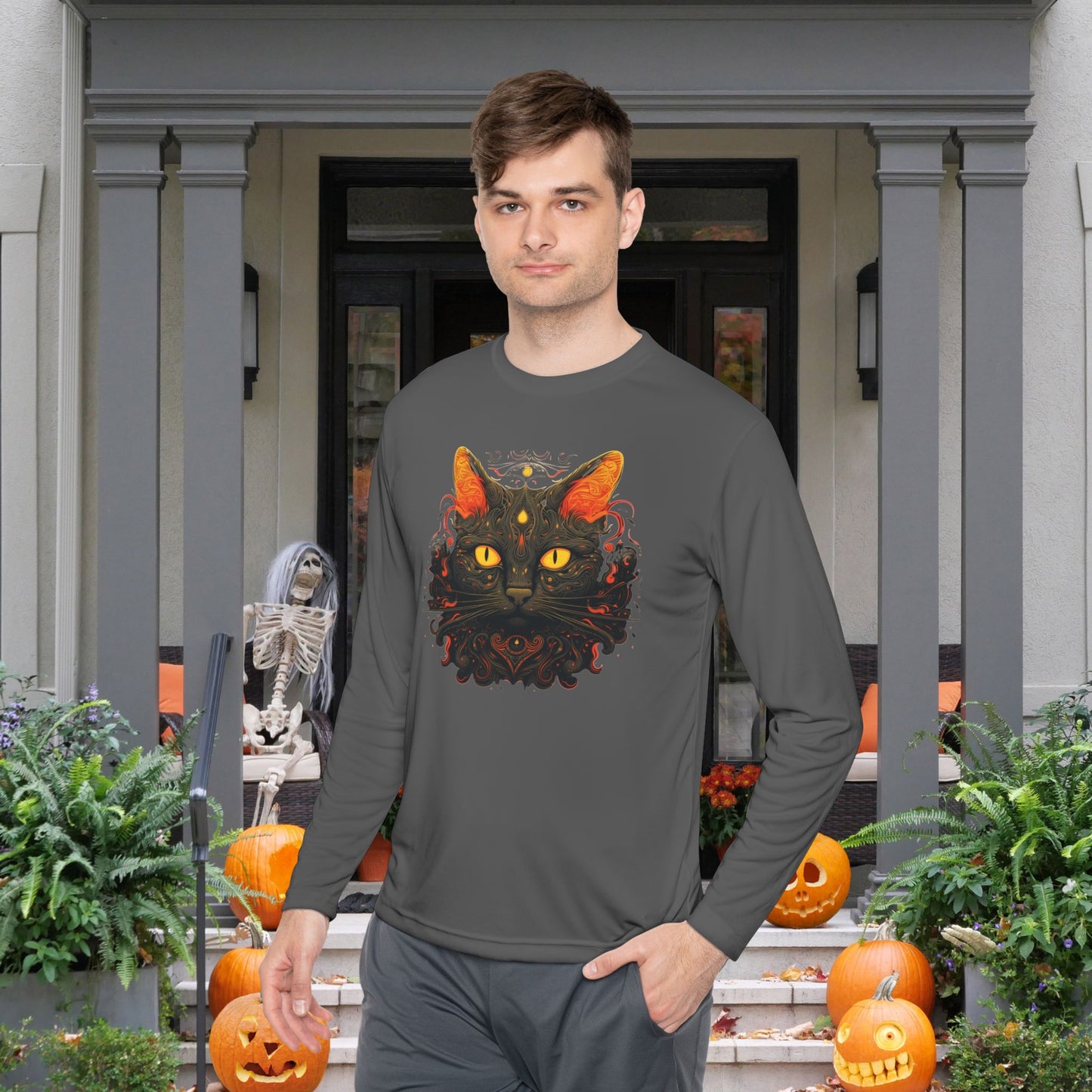 Creepy Black Cats 2 Adult Long Sleeve Tee