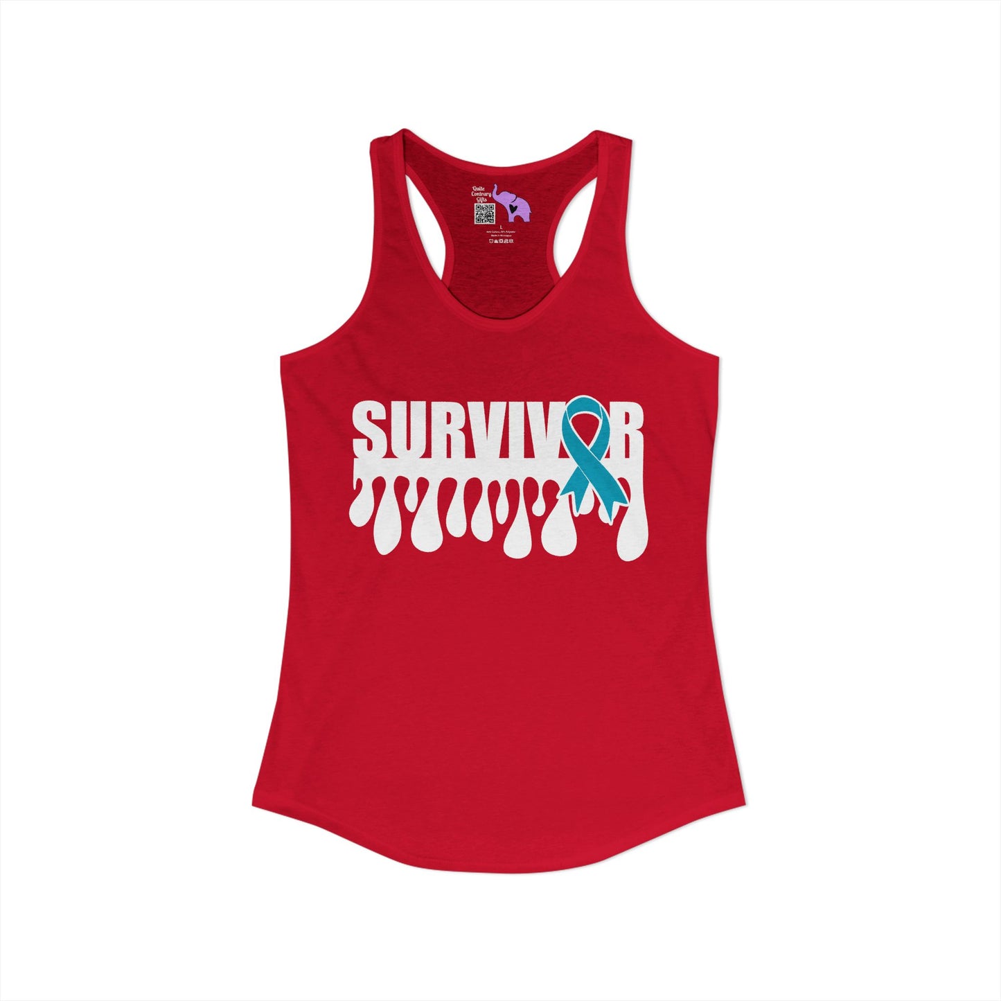 Survivor (Custom Cancer Ribbon) Women's Ideal Racerback Tank