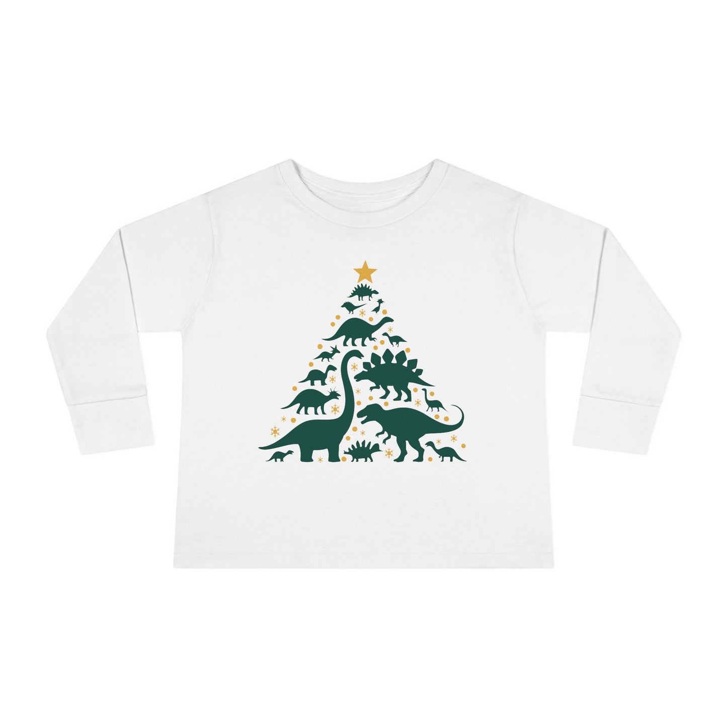Dinosaur Christmas Tree Toddler Long Sleeve Tee