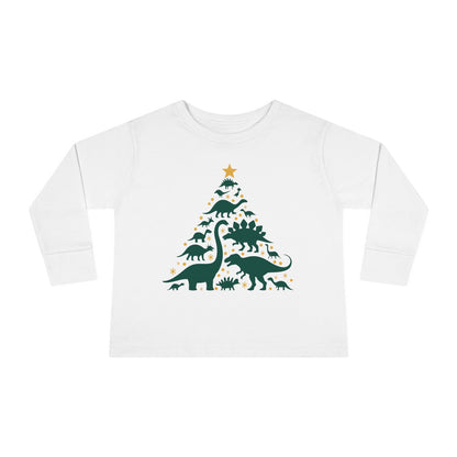 Dinosaur Christmas Tree Toddler Long Sleeve Tee