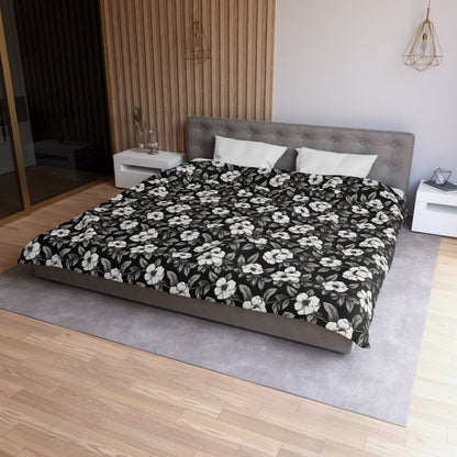 Black & White Daisies Microfiber Duvet Cover