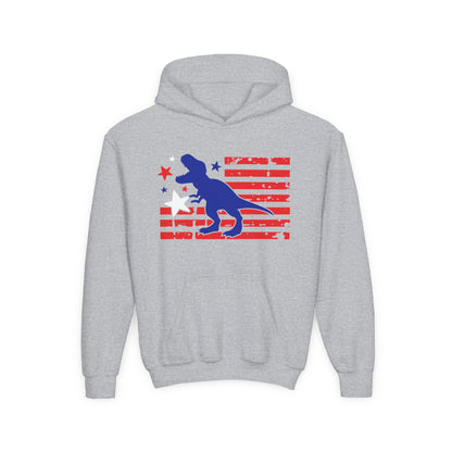 Distressed Patriotic T-Rex Youth Hoodie