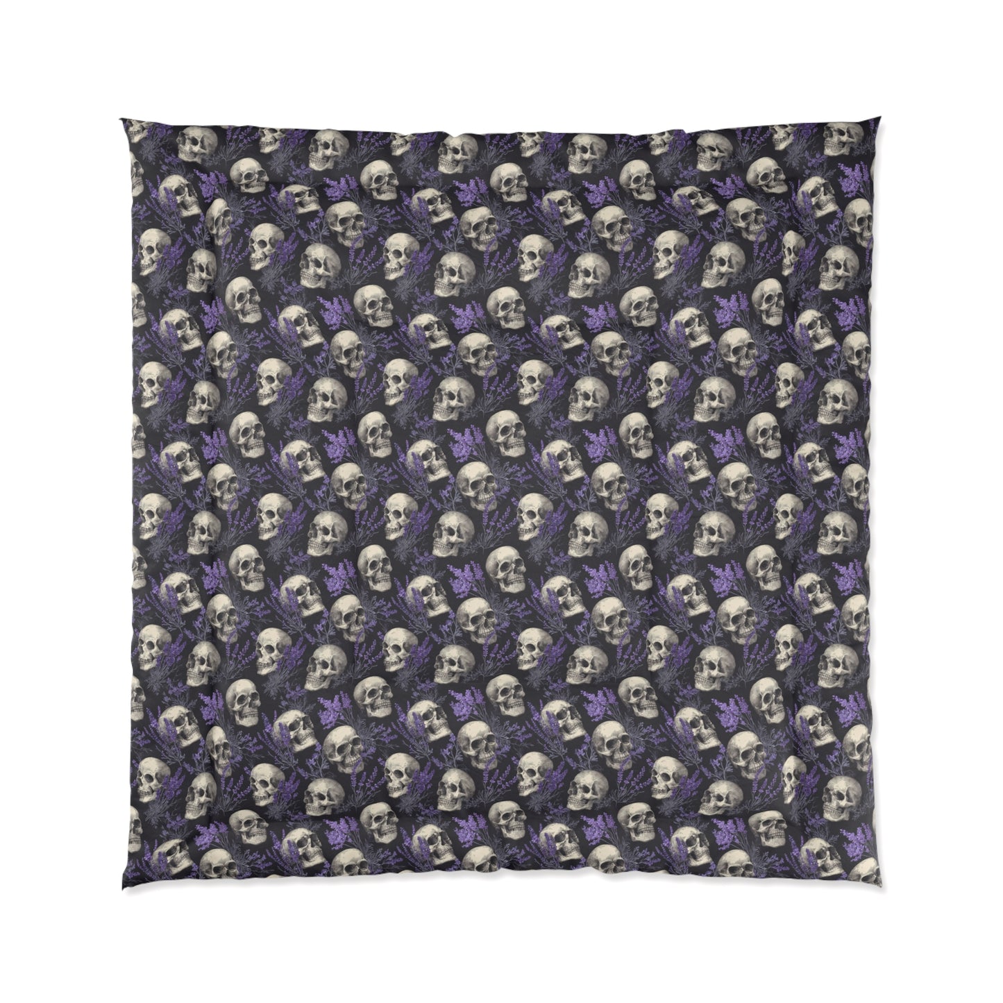 Midnight Lavender Skulls Comforter