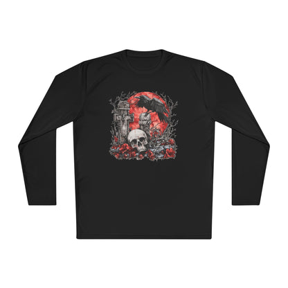 Halloween Graveyard w/Skull Adult Long Sleeve Tee