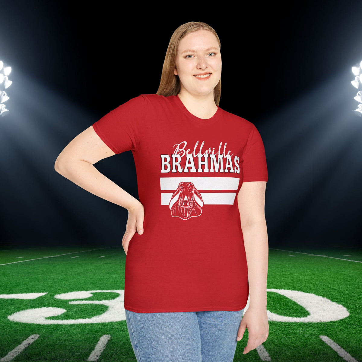 Ballville Brahmas w/Mascot & Stripes Adult T-shirt