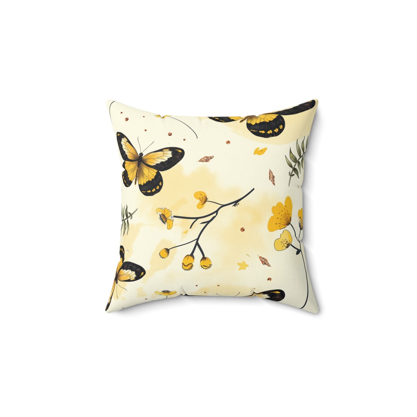 Sunlit Butterfly Bloom Throw Pillow