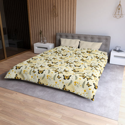 Sunlit Butterfly Bloom Microfiber Duvet Cover
