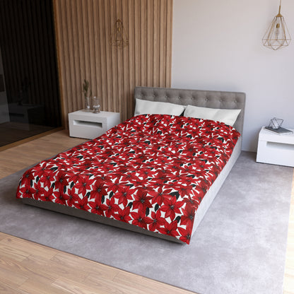 Inked Poinsettias Microfiber Duvet Cover