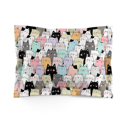 Cartoon Cats Microfiber Pillow Sham