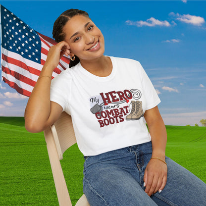 My Hero Wears Combat Boots Adult T-Shirt