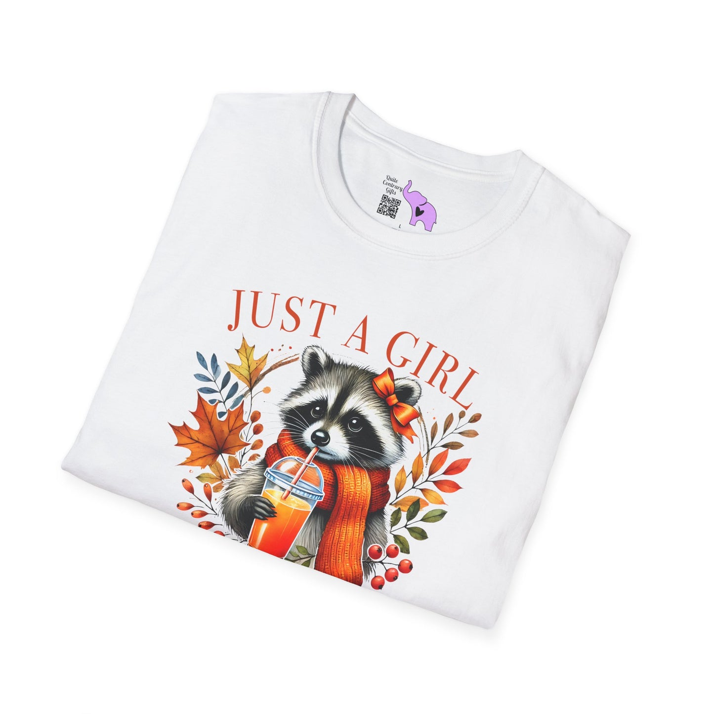 Just A Girl Who Loves Pumpkin Spice (Racoon) Adult T-shirt