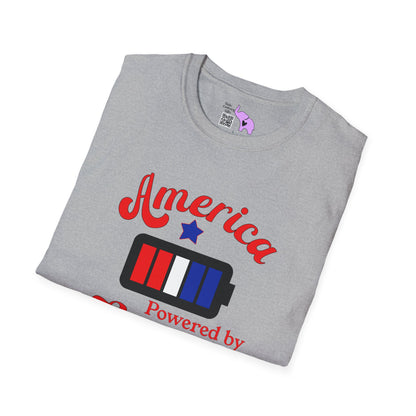 America Powered By Freedom Since 1776 Adult T-shirt