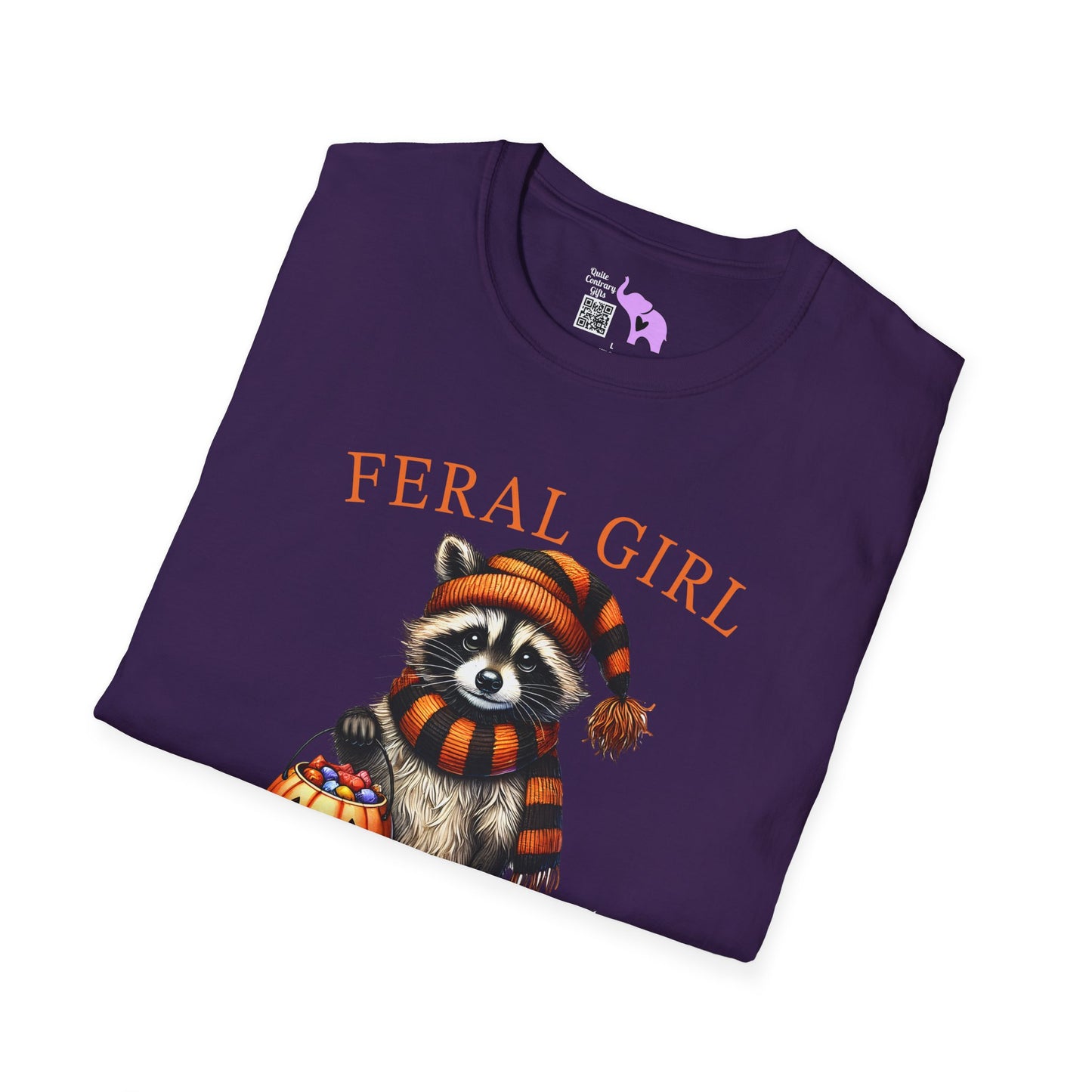 Feral Girl Halloween Racoon Adult T-shirt