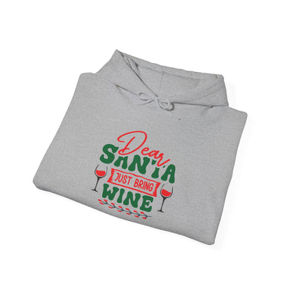 Dear Santa Just Bring Wine Adult Heavy Blend™ Hooded Sweatshirt