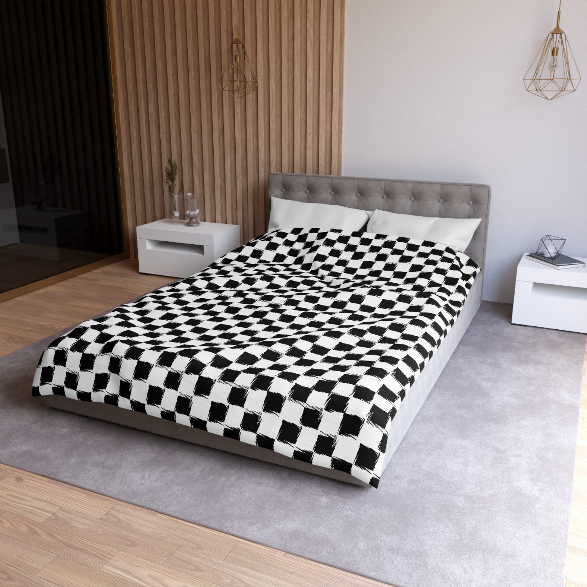 Distorted Check Microfiber Duvet Cover
