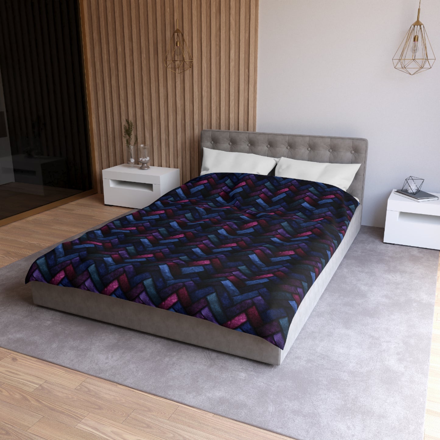 Velvet Angles Print Duvet Bedding Set